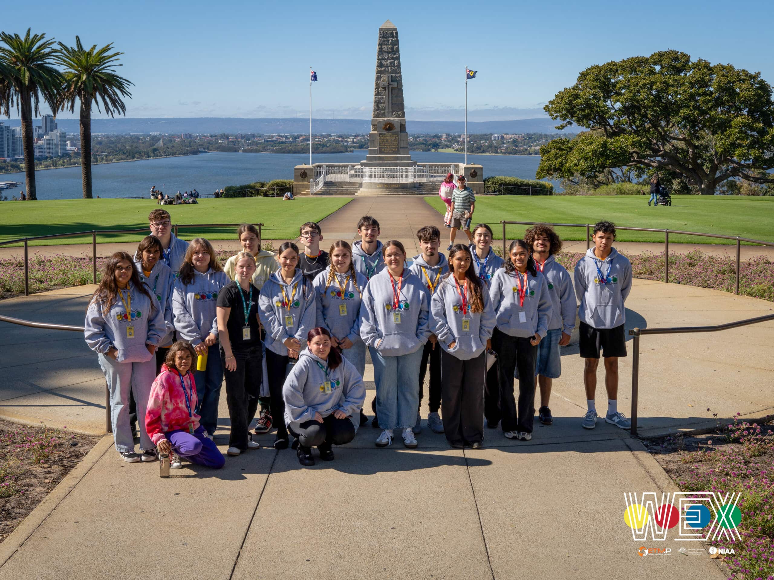 The WEX Regional 2025 group photographed at the Kings Park war memorial in Perth